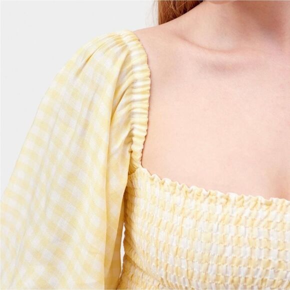 The sleeper atlanta linen dress in lemon vichy M - Picture 3 of 11